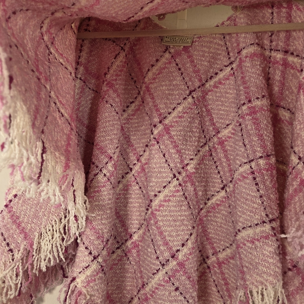 Boyne Valley Weavers Pink Wool Alpaca Shawl One Size Made In Ireland - Picture 7 of 16